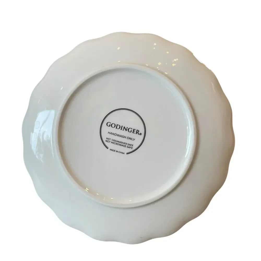 Godinger Appetizer Plates 6in Ceramic Set of 4 EXTRA DIRTY White NEW